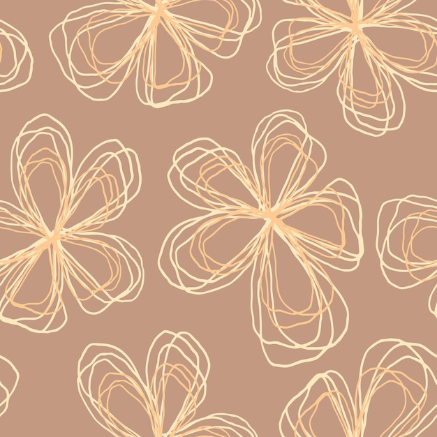 Floral seamless pattern of abstract flowers stylized plants made of fine lines for Wallpaper