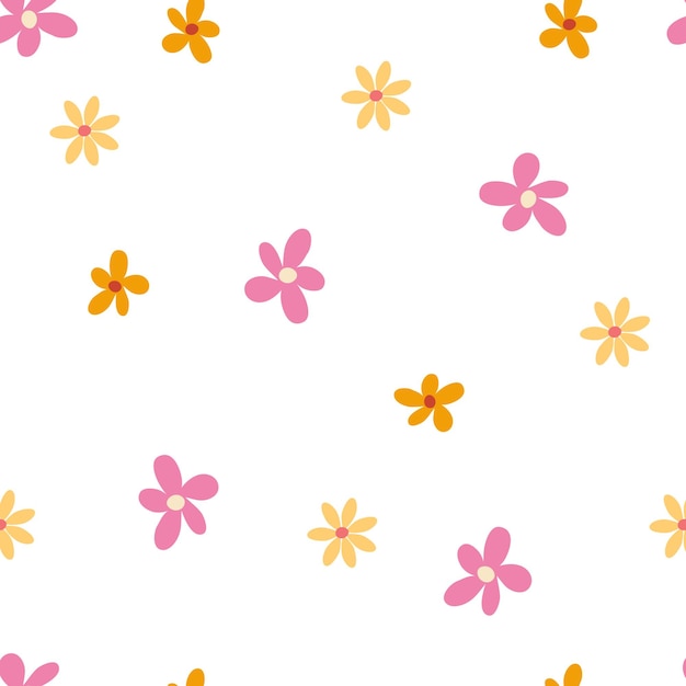 Floral seamless pattern Creative blooming texture Wildflowers background Great for fabric textile scrapbooking Vector cartoon illustration