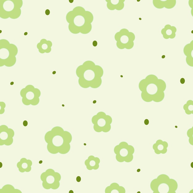 꽃 완벽 한 패턴입니다. 데이지와 둥근 반점이 있는 귀여운 프린트. 벡터 일러스트 레이 션