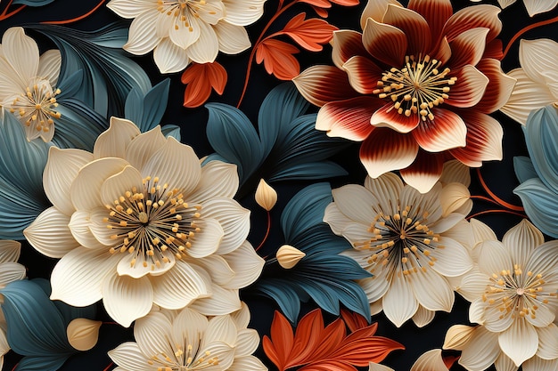 Vector floral seamless pattern delicate and vibrant blooms intertwine gracefully forming a captivating an