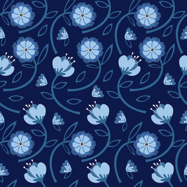 배경 벽지 의류 포장 Fabricbatik에 대 한 꽃 원활한 패턴 디자인
