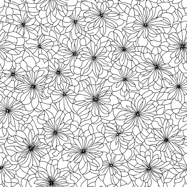 花のシームレスパターン 斜めの花のライン パターン背景 ライン パターン ベクトル イラスト