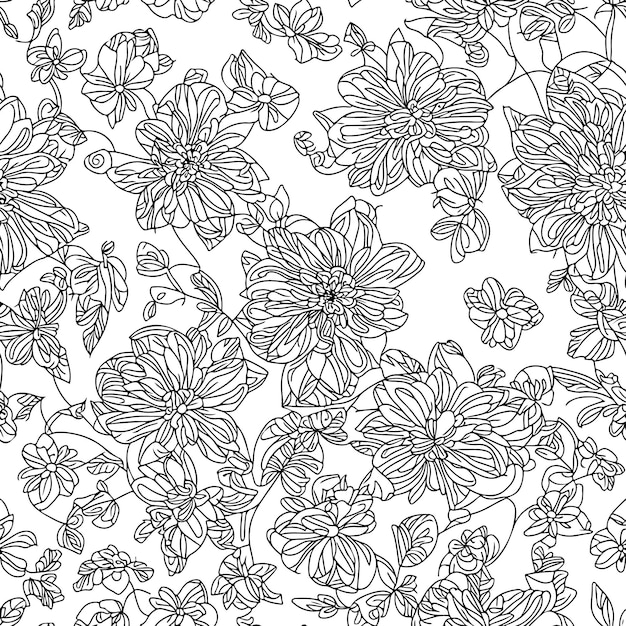 ベクトル 花のシームレスパターン 斜めの花のライン パターン背景 ライン パターン ベクトル イラスト
