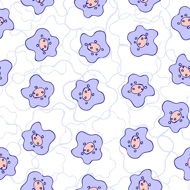 Vector floral seamless pattern doodles stylized cute cartoon abstract simple flowers print