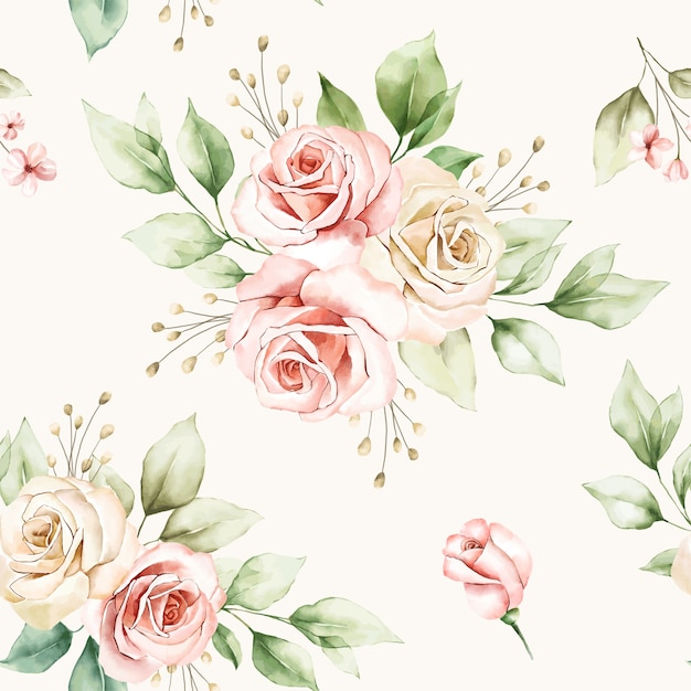 Floral seamless pattern of flowers arrangements