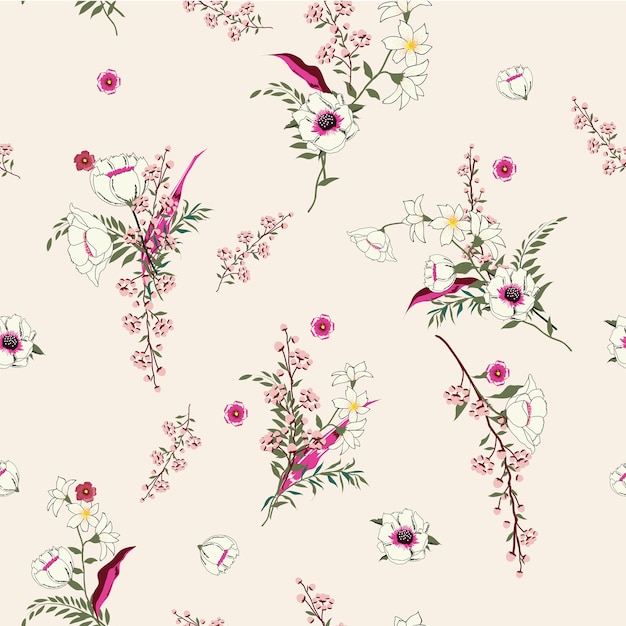  Floral seamless pattern  of flowers vector