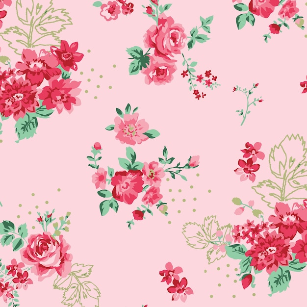 Floral seamless pattern. Hand drawn. For textile, wallpapers, print, wrapping paper.  Liberty style