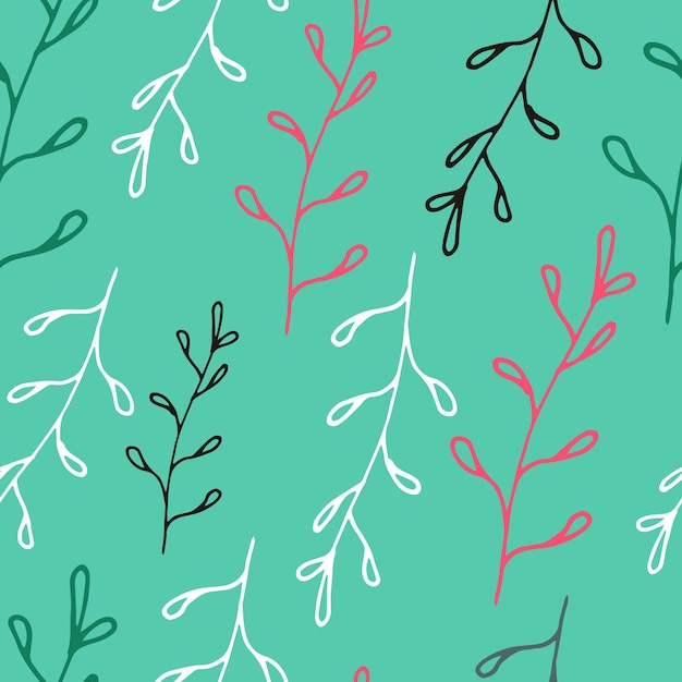라인 아트 스타일의 꽃 원활한 패턴 꽃의 추상 식물 인쇄는 나뭇가지를 나뭇잎