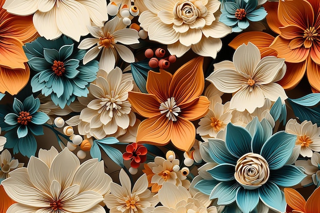 Vector floral seamless pattern a mesmerizing fusion of nature's most delicate elements delicate blossoms