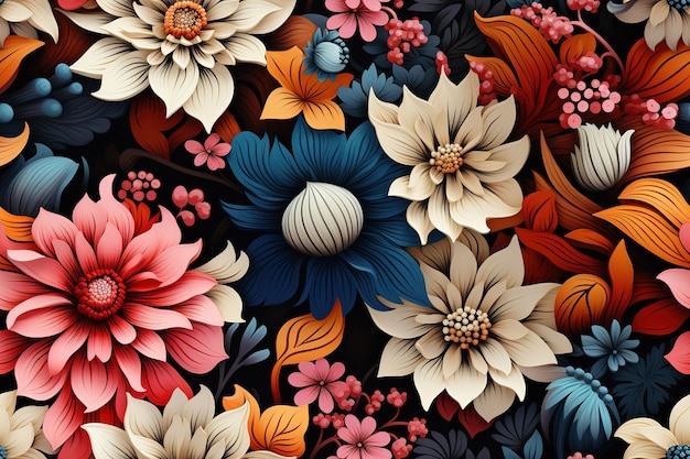 Floral seamless pattern a mesmerizing fusion of nature's most delicate elements delicate blossoms