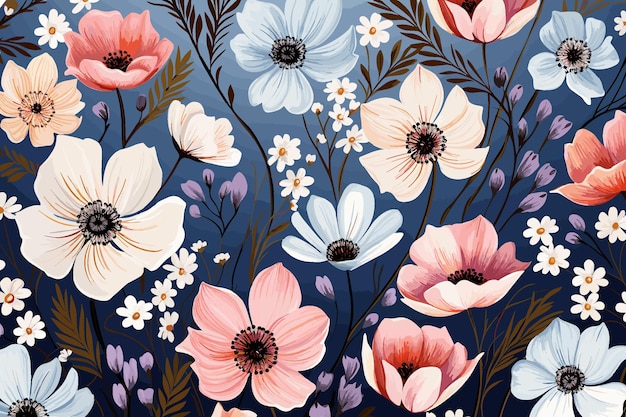 花の無縫のパターン - 自然の最も細な要素の魅惑的な融合