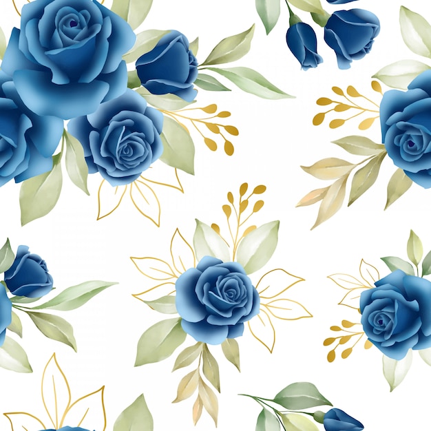 Vector floral seamless pattern of navy blue roses