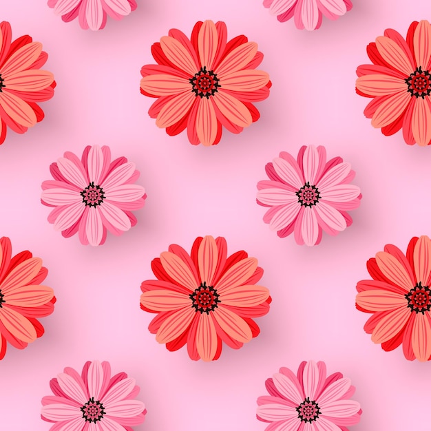 floral seamless pattern on pink background.