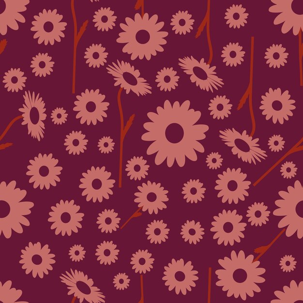 Floral seamless pattern in purple background