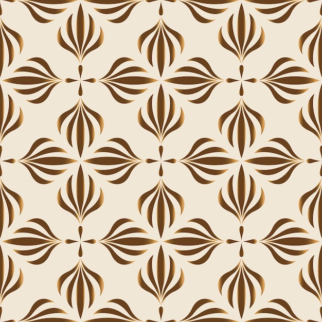 Vector floral seamless pattern retro stylish geometric texture with gold art nouveau tiles background