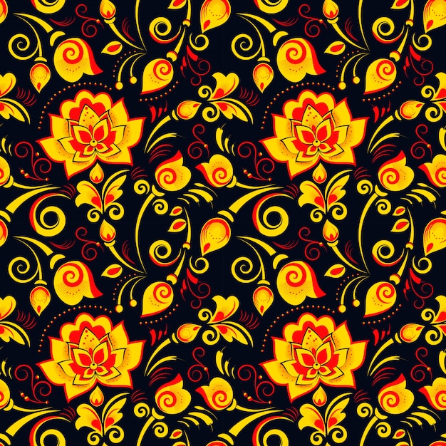 Floral seamless pattern in russian style khokhloma