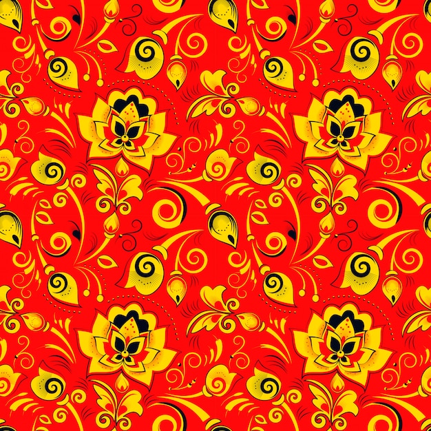 Floral seamless pattern in russian style khokhloma