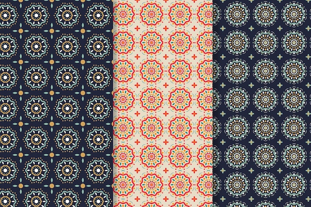 Vector floral seamless pattern set
