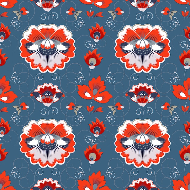 Floral seamless pattern in slavic style