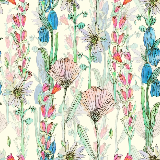 floral seamless pattern of summer