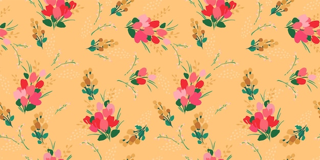 Floral seamless pattern vector design for paper cover fabric interior decor and other