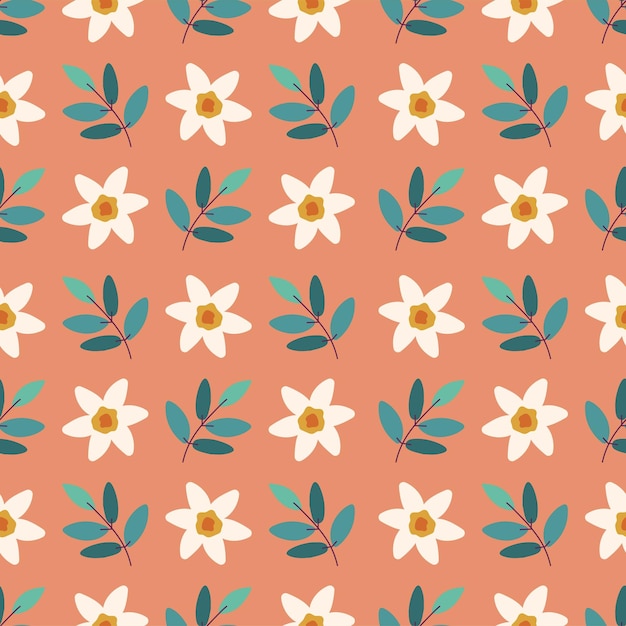 Floral seamless pattern Vector design with flowers and branches suitable for Valentine's Day