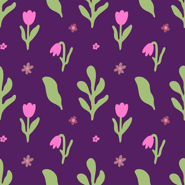 Vector floral seamless pattern vector illustration with flowers and leaves for fabric textile background