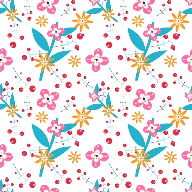 Floral seamless pattern on white background.