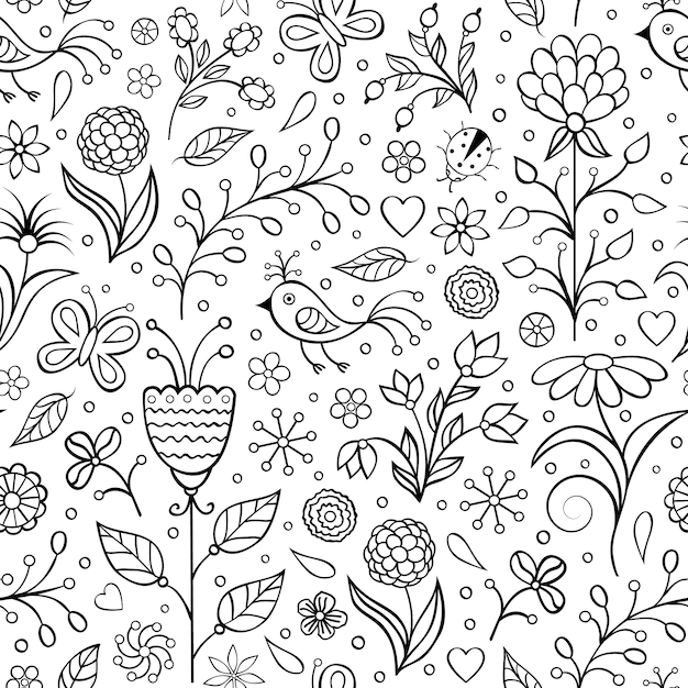  floral seamless pattern with abstract flowers