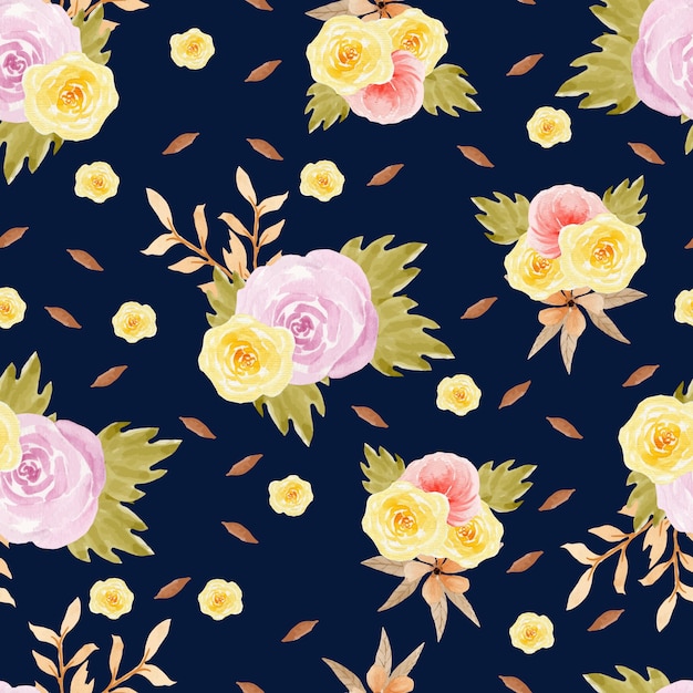 Floral seamless pattern with autumn flowers