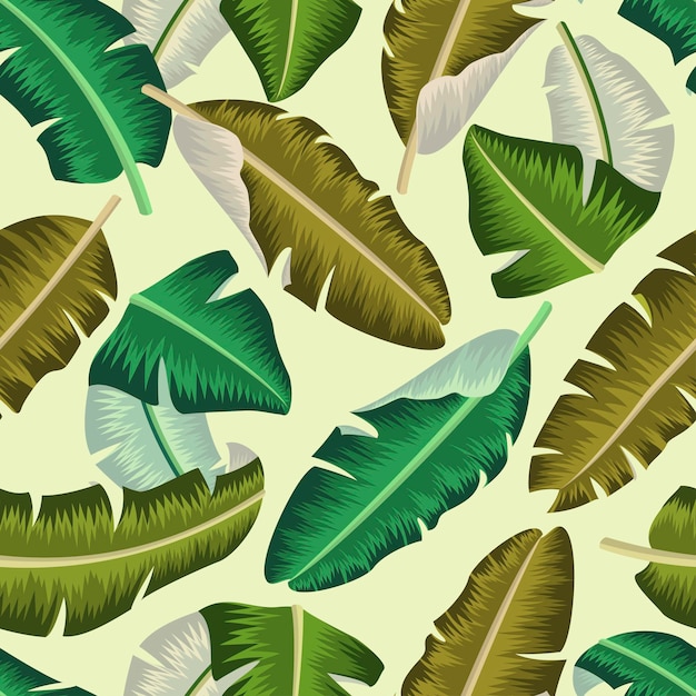 Floral seamless pattern with banana leaves. tropical background