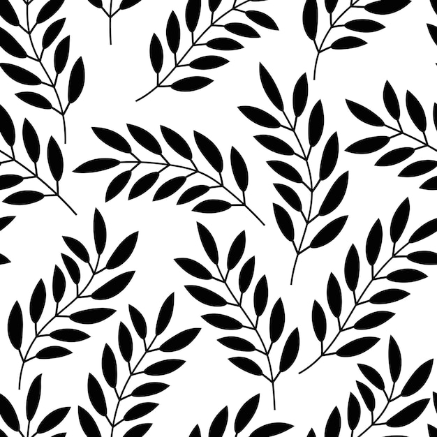 Floral seamless pattern with branches and leaves.