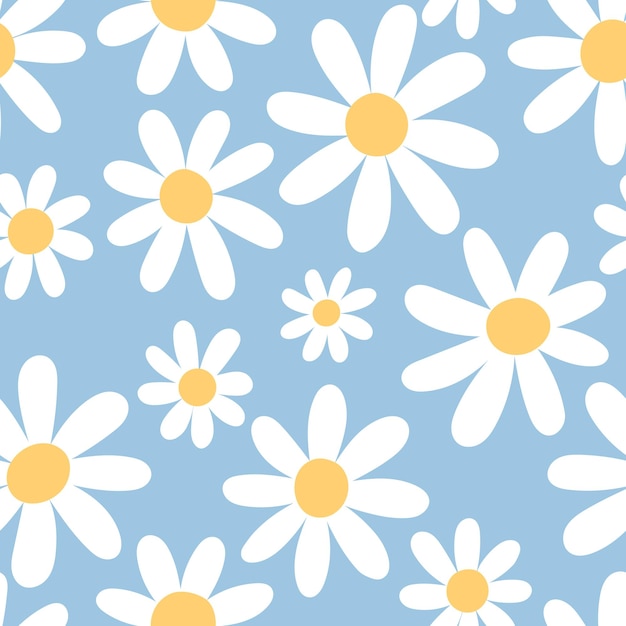 Floral seamless pattern with chamomile Cute abstract daisy flowers
