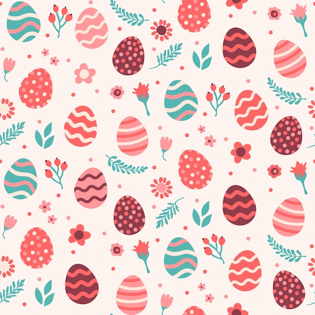 Floral seamless pattern with eggs