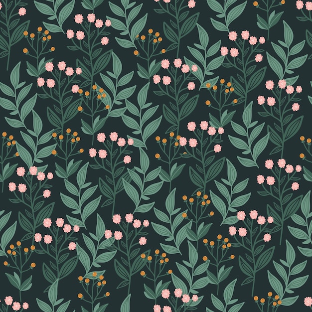 floral seamless pattern with flowers  and leaves