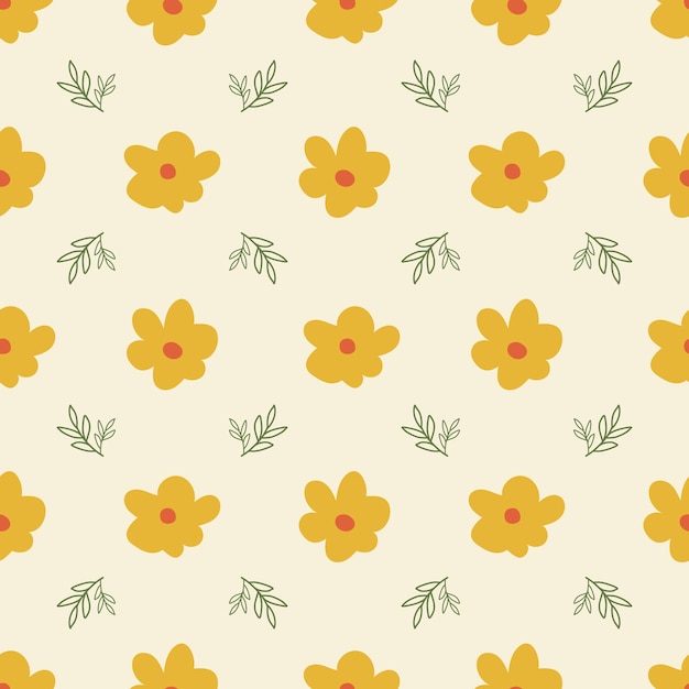 Floral seamless pattern with hand drawn elements