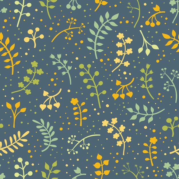 floral seamless pattern with leaves and flowers