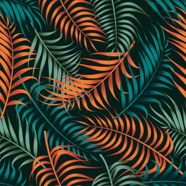 Floral seamless pattern with leaves. tropical background