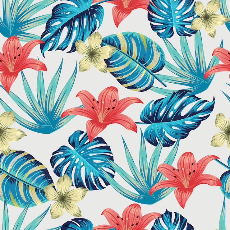 Vector floral seamless pattern with leaves. 