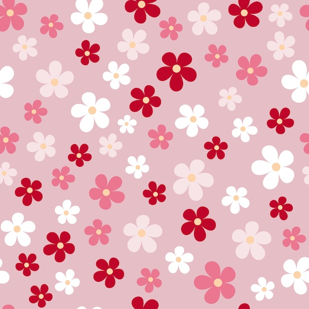 Floral seamless pattern with pink flower