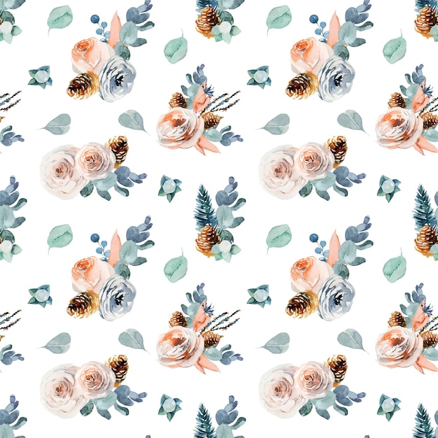 Vector floral seamless pattern with vintage flowers compositions