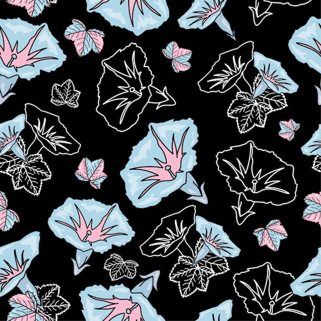 Floral seamless patterns Vector design for paper cover fabric interior decor and other users Black background