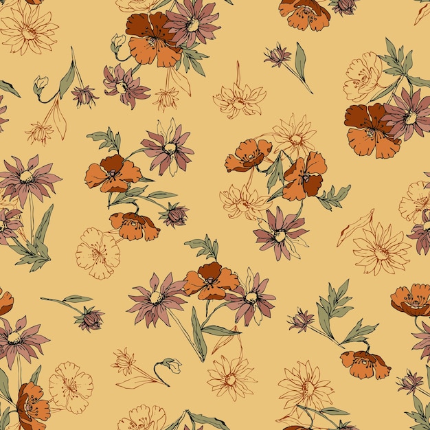 Floral seamless patterns. vector design for paper, cover, fabric, interior decor and other users.