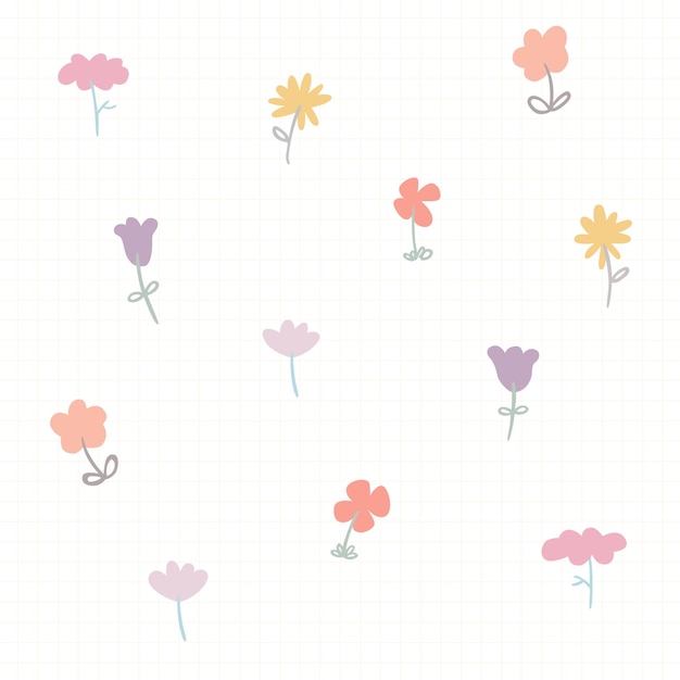 Floral seamless set with flowers pattern