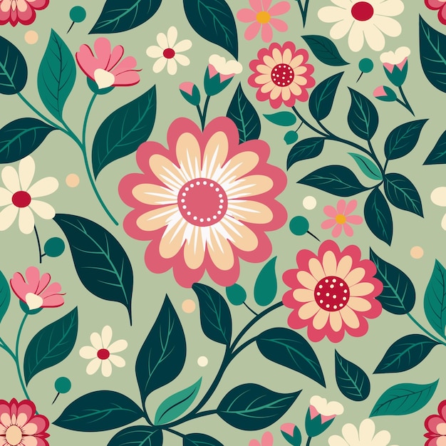 Vector floral seamless textile pattern design