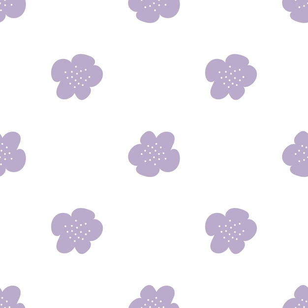 Floral seamless vector pattern with flowers spring flora simple handdrawn kids style pretty ditsy