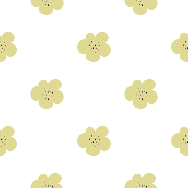 Vector floral seamless vector pattern with flowers spring flora simple handdrawn kids style