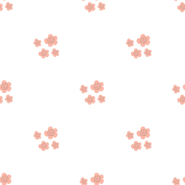 Floral seamless vector pattern with flowers spring flora simple handdrawn