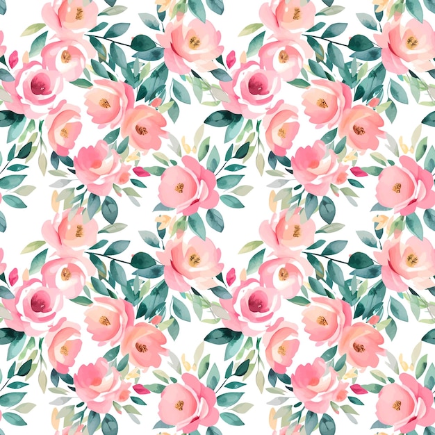 Floral shape watercolor seamless pattern