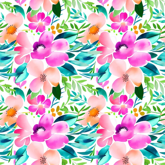 Floral shape watercolor seamless pattern